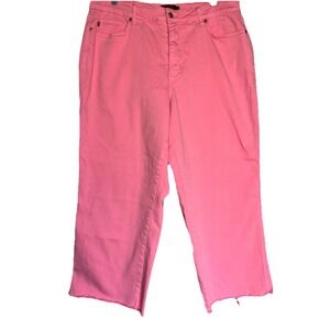 Judy Blue 18W High Rise Dyed Cropped Wide Leg Capri Jeans Raw Hem Preppy Stretch